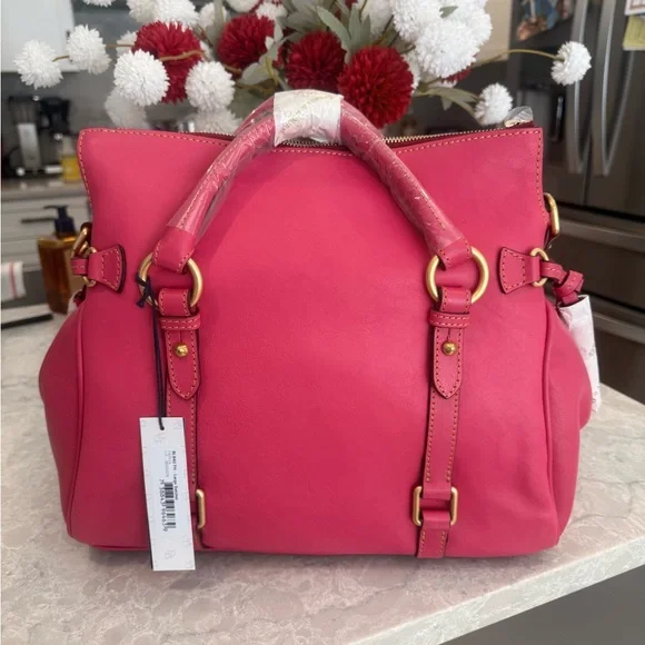 Dooney and Bourke large Florentine fuchsia satchel - Picture 5 of 13